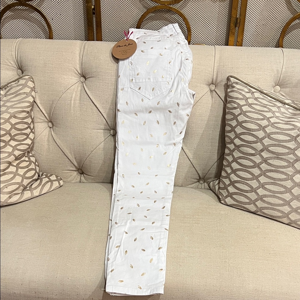 White Jeans with Gold Accents